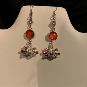 O.O.A.K. Rhinestone Crown Cabochon Earrings